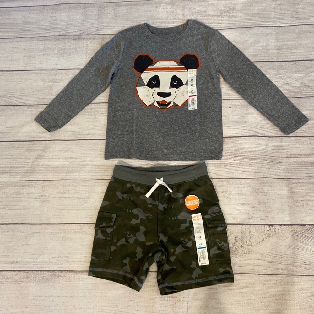 Kohls jumping bean children’s set.   Size 4t print top camouflage bottom